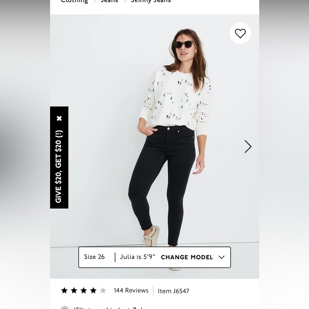 Madewell 9” Mid-Rise Skinny Jeans in Lunar Wash size 29